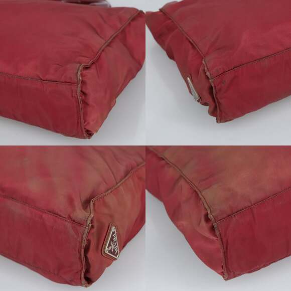 PRADA Hand Bag Nylon Red Silver - Picture 10 of 12
